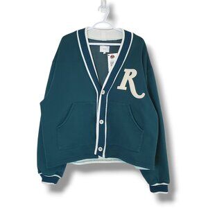 Rude R Heavy Weight Cardigan Sweater Green Size XL